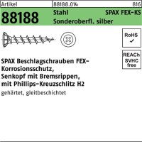 Beschlagschraube R 88188 Seko PH 4x25-H Sta Sonderoberfl&auml;che silber 1000St. SPAX