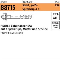 Bolzenanker R 88715 EXA 24/40 Stahl galv.verz./Spreizclip A2 10St. FISCHER