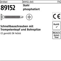 Schnellbauschraube R 89152 Trompetenkopf PH 3,5x45 Stahl phosph. Bohrsp. 1000St.