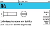 Zylinderschraube DIN 84/ISO 1207 Schlitz M3x 6 A 2 200 St&uuml;ck