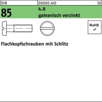 Flachkopfschraube DIN 85/ISO 1580 Schlitz M4x25 4.8...