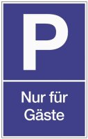 Parkplatzbeschilderung Parken f.G&auml;ste L250xB400mm Ku.blau/wei&szlig;