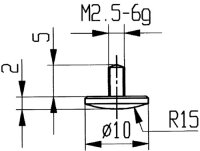 Messeins.D.10mm gew&ouml;lbt R.15 M2,5 STA z.Messuhren K&Auml;FER