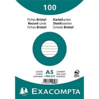 Exacompta Karteikarte 10808SE DIN A5 liniert wei&szlig; 100 St./Pack.