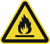 Warnzeichen ASR A1.3/DIN EN ISO 7010 200mm Warnung feuergef&auml;hrliche Stoffe Folie