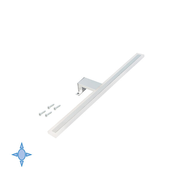 Emuca LED-Anbauleuchte f&uuml;r Badspiegel, 450 mm, IP44, kaltes wei&szlig;es Licht, Aluminium und Kunststoff, Verchromt
