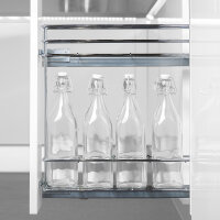 Emuca Ausziehbarer Flaschenhalter, f&uuml;r Modul 200 mm, sanftes Schlie&szlig;en, Stahl, Verchromt