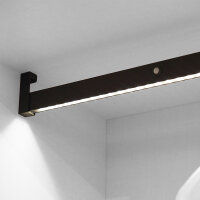 Emuca Schrankstange Castor mit LED-Licht, regulierbar 408-558 mm, Bewegungssensor, Aluminium, Farbe Mokka