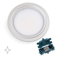 Emuca LED Einbauleuchte Mizar f&uuml;r M&ouml;bel, Durchmesser 84mm, kein Spannungswandler ben&ouml;tigt, Stahl und Kunststoff, Metallic Grau