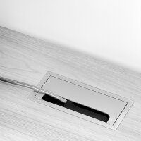 Emuca Kabeldurchlass f&uuml;r Tische, rechteckig, 159 x 80 mm, zum Einbetten, Aluminium, Matt eloxiert
