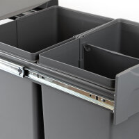 Emuca Recyclingbeh&auml;lter f&uuml;r K&uuml;che, 2 x 20 L, manuelle Extraktion, Stahl und Kunststoff, Anthrazitgrau