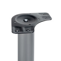 Emuca Tischbein, D. 60 mm, Rolle mit Bremse, verstellbar, 735 - 755 mm, Stahl, Grau metallic