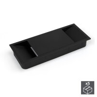 Emuca Kabeldurchlass f&uuml;r Tische, rechteckig, 152 x 61 mm, zum Einbetten, Kunststoff, Schwarz, 5 St.