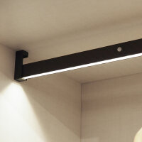 Emuca Schrankstange Castor mit LED-Licht, regulierbar 1.008-1.158 mm, Bewegungssensor, Aluminium, Farbe Mokka