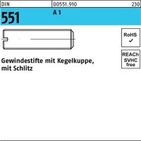 Gewindestift DIN 551 Kegelkuppe/Schlitz M6x 8 A1/1.4305...