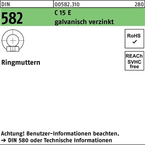 Ringmutter DIN 582 M10 C 15 E galv.verz. 25 St&uuml;ck