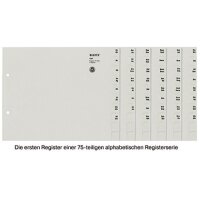 Leitz Registerserie 13510085 DIN A4 A-Z f&uuml;r 75Ordner Tauenpapier grau