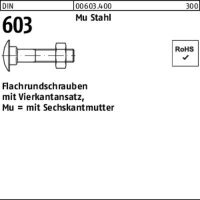 Flachrundschraube DIN 603 Vierkantansatz/6-ktmutter M6x50 Mu Stahl 4.6 200St.