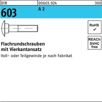 Flachrundschraube DIN 603 Vierkantansatz M6x 30 A 2 100...