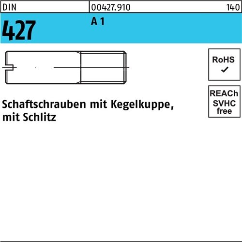 Schaftschraube DIN 427/ISO 2342 Kegelkuppe/Schlitz M10x 25 A1 100 St&uuml;ck