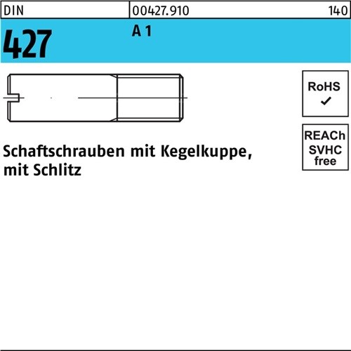 Schaftschraube DIN 427/ISO 2342 Kegelkuppe/Schlitz M10x 50 A1 100 St&uuml;ck