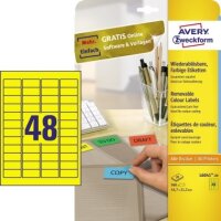 Avery Zweckform Etikett L6041-20 45,7x21,2mm gelb 960 St./Pack.