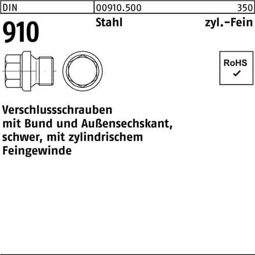 Verschlu&szlig;schraube DIN 910 Bund/Au&szlig;en-6-kt M52x 1,5 Stahl 1 St&uuml;ck