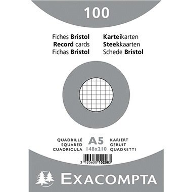 Exacompta Karteikarte 10208E DIN A5 kariert wei&szlig; 100 St./Pack.