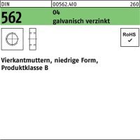 Vierkantmutter DIN 562 niedrige FormM10 SW 17 Automatenstahl galv.verz. 100St.