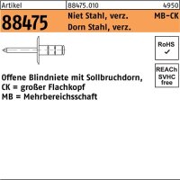 Blindniete R 88474 FLAKO 3,2x11 K 9,5 Niet Sta verz/Dorn...