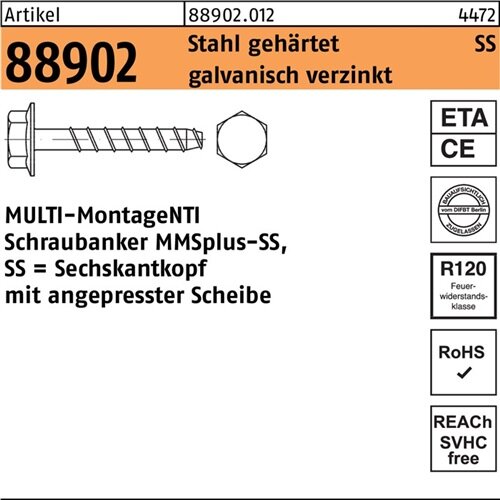 Schraubanker R 88902 MMSplus-SS 12x160/70/85 Stahl geh.galv.verz. 25St. HECO