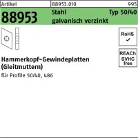 Hammerkopfgewindeplatte R 88953 Typ 50/40 M8 Stahl...