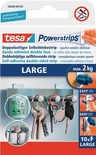 Selbstklebestrip Powerstrips&reg; 58000 SB-Pack &aacute; 10 Strips 20x50mm TESA