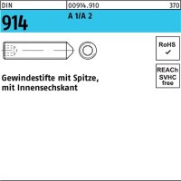 Gewindestift DIN 914/ISO 4027 m.Spitze/Innen-6-kant M 4x5...