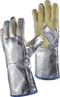 Hitzeschutzhandschuhe 5-Finger Universalgr&ouml;&szlig;e natur/silber m.alumin.Preox-Aramid
