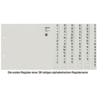 Leitz Registerserie 13360085 DIN A4 A-Z 36Ordner Tauenpapier grau