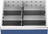 Schubladenunterteilungsmaterial Front-H.150mm 1L&auml;ngs-/4Querteiler Schubl-B.450mm